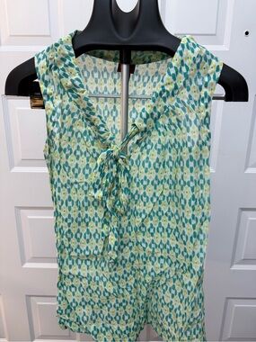 Merona Teal and Yellow Tie-Front Sleeveless Camisole